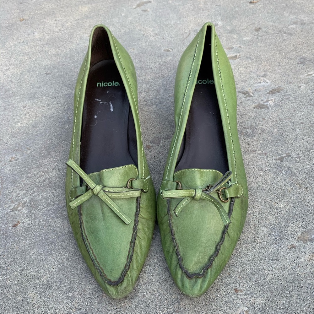 Nicole Green Kitten Heel Loafers